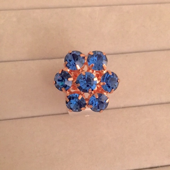 Sapphire + Rose Gold Crystal Flower Ring - Picture 8 of 8